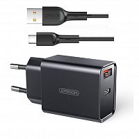 фото товару МЗП Joyroom L-QP183 USB+PD 18W + Type-C cable Black